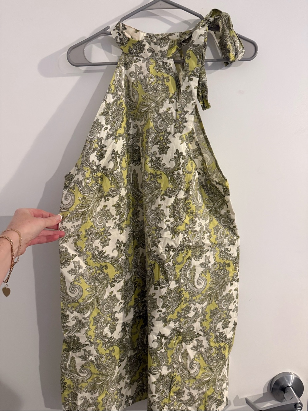 Cupshe Olive & White Paisley Halter Dress